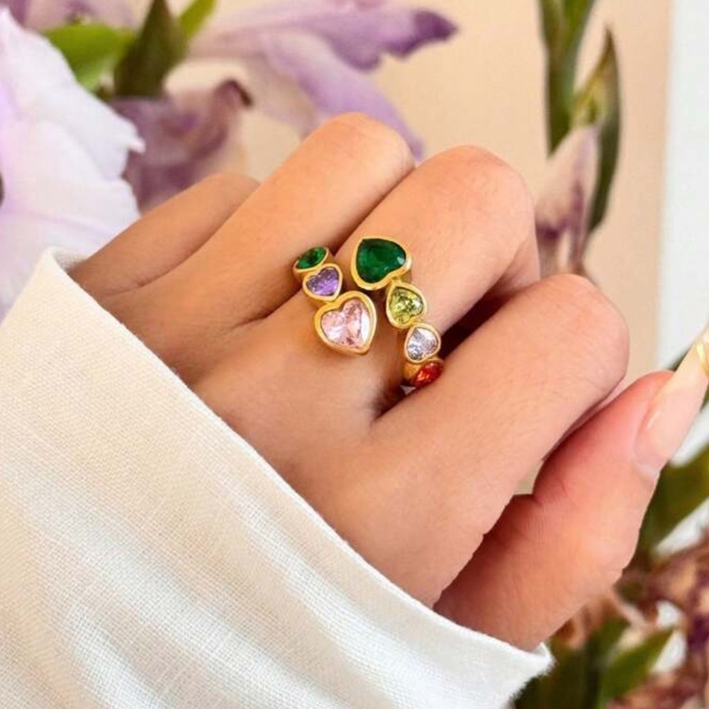 Multicolor Gemstone Ring Q589 - image 1